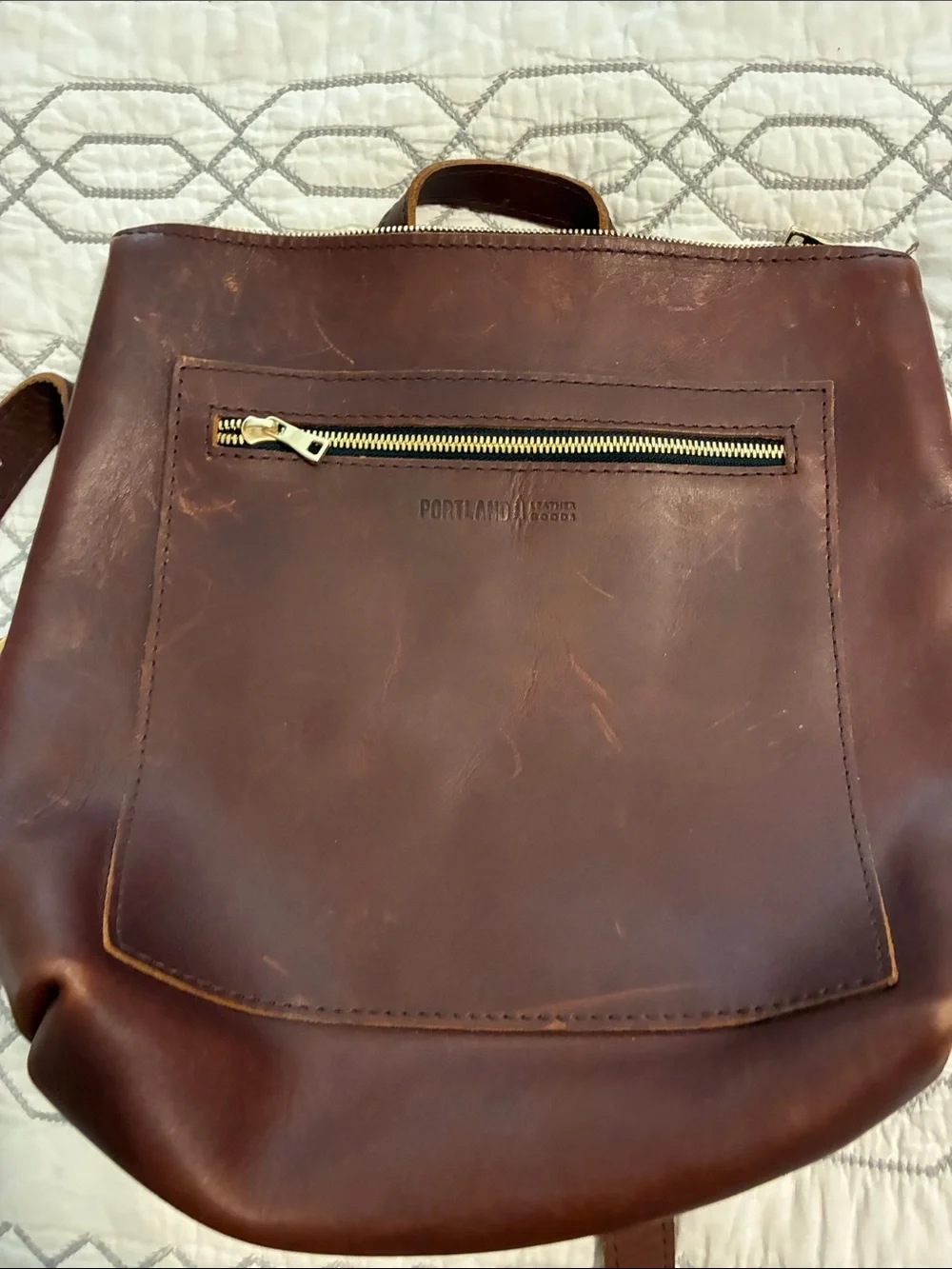 NWOT!!Portland Leather Chestnut Brown Backpack with Gold Hardware